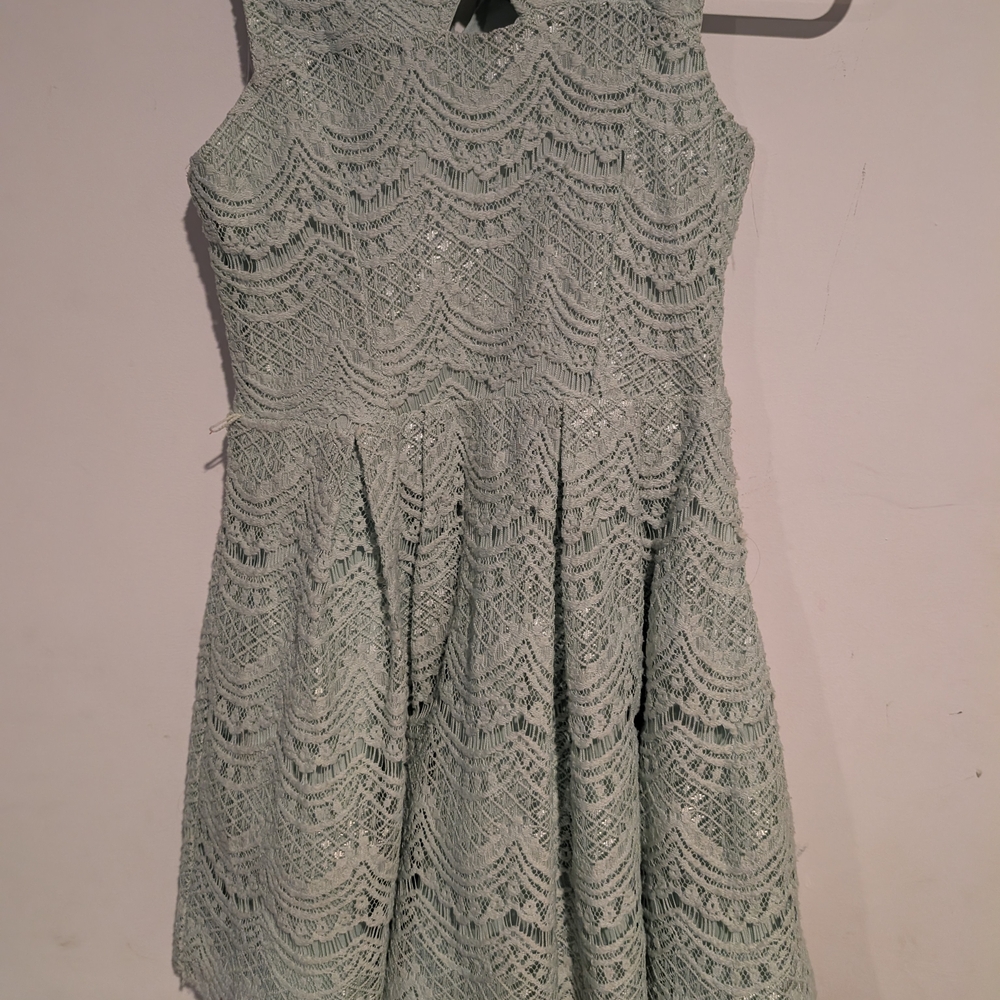 Knitworks Lace Kids Dress in Soft Green